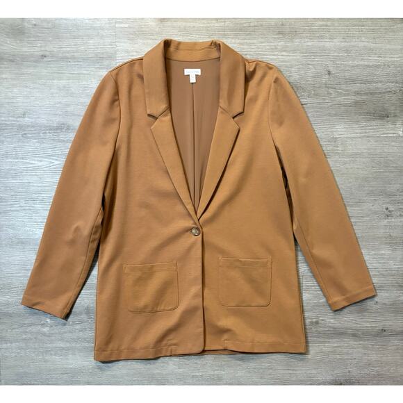 NWOT Garnet Hill Tencel Camel Blazer 12 L Oversized Office Career Casual Preppy - Picture 7 of 11